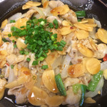 おふくろ亭 - 白ホル定食 ニンニクがっつり ライス大盛 500円