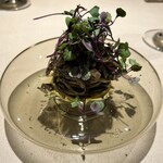 Lega - 一つ目の冷製パスタ。これめちゃくちゃおいしかった♡秋刀魚、茄子、梨なと沢山の食材が絡み合う。