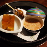 土佐料理 祢保希 赤坂店 - 前菜三種 高知県産チャンバラ貝 鰹の酒盗 煮凝り