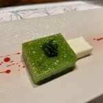 湯宿 だいいち - 前菜：利きチーズ（みるふちゃんチーズの春菊豆腐）