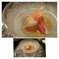 表参道うかい亭 - ズワイ蟹のジュレ・・爪の部分が甘いですね。冷たいコンソメジュレもいいお味です。