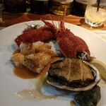 鉄板焼grow - 　鮑の鉄板焼き 　　伊勢エビの鉄板焼き