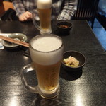 とりのてつ - このお店ではずっと生ビールを頼んでいました