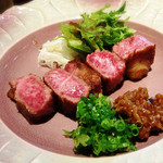 渋玄 - 宮崎牛ステーキ  自家製の醤油麹を薬味にいただくと美味☆*:.｡. o(≧▽≦)o .｡.:*☆