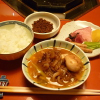 三嶋亭 本店 - ご飯・しぐれ煮・香の物とすき焼き