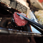 炭火焼酒亭ローリンストーン - 蝦夷鹿刺身３点喰らう