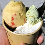 農家の息子がつくるジェラートの店 ハナタバ - 料理写真:いちじくポーネ ＋ ピーチ・メルバ