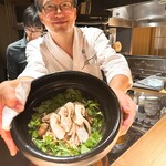 炭割烹 新谷 - 地鶏と松茸の土鍋炊き込みご飯