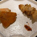 島津 - おつまみセット（北海道余市の鮟肝の煮付とミル貝の串）