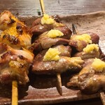 里葉亭 - ③焼き鳥トップバッターは大好きなハツ♡エリﾁｬﾝは特別メニュー