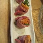 雲丹の牛肉まきだよ