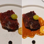 オマージュ - 右側がソースをかけた後