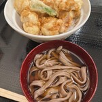 手打ちそば さくら サッポロファクトリー店 - 鶏天丼＋ミニ蕎麦(極太ちぢれ麺)