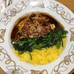 ココス 安中店 - 『ココスきのこハンバーグ』。バターライスとほうれん草のソテーあり。