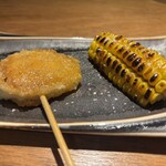比内地鶏串 Sot l'y laisse - カチョカバロ　とうもろこし
