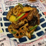 中華食堂まんぷく亭 - レバーれんこんかぼちゃ豆板醤炒め