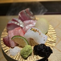 食堂 ぎんみ - 本日のお造り5種(鮪・勘八・鯛・鰹・烏賊)
