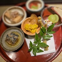 食堂 ぎんみ - 季節の前菜6種(秋刀魚・鮭・帆立・南瓜・薩摩芋・シャインマスカット等)