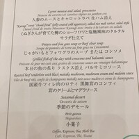 ザ・フジヤ - 当日のメニュー