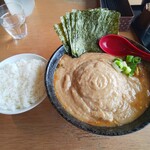 大岩亭 - 辛いのりラーメン特鳥3辛とご飯