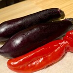 天ぷら北川 - なすとパプリカ