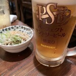おでん 煮込みのお店 お煮かい - 生ビールとお通し(蕎麦)