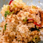 汁なし担担麺センター キング軒 - 残ったタレと半ライスの融合完了