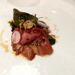 プレスキル - ピジョンのサラダ　内臓のドレッシング