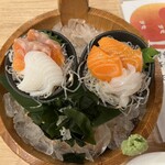 炭火燒鳥與秋田Seafood居酒屋福To屋 - お通し（サーモン・イカ）