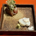 一石三鳥 - 旬魚のお造り　鰹藁焼き　生タコ