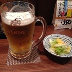 ビールとお通し（浅漬け）