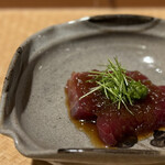 日本料理こまつ - 鰹、北海道の行者ニンニクペースト