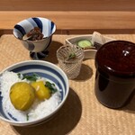 日本料理こまつ - 秋刀魚の梅煮、チリメン