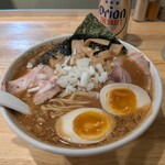 塩ラーメン空海 - みそラーメン（えび油）1,200円＋広東風味つけ玉子150円