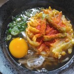 スマル亭 - モーニング野菜天そば490円選択たまご(2025.8.17)