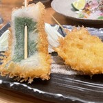 酒処つかさ - シラス串カツと蓮根串カツ