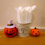 京氷ゆきみ庵 - お手拭きのそばに飾られていたハロウィンのかぼちゃ～!!( ^o^)ﾉ