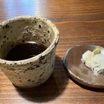 ひさ屋 - 蕎麦つゆと薬味（大根おろし、白髪葱、ワサビ）