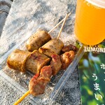 上閉伊酒造株式会社 - 初日・ガーリックバジルフランクとジンギスカン串