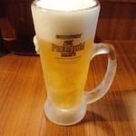 たわら屋 - お約束の生ビール・プレミアムモルツです