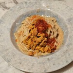 新宿オイスターバー ワーフ - 雲丹いくらのせ濃厚クリームうに麺　1790円（税抜）