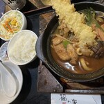福わ家 - 海老天入り味噌煮込みうどん定食¥1480