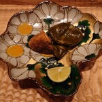 伯雲 - 松茸のフライと鮑の肝和え