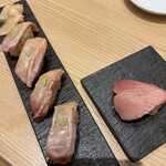 鮨 酒 肴 杉玉 - 中トロ炙りと中トロ