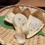 うお寿 - 筍の姿寿司、と、お稲荷さん。