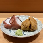 鮨 つぼみ - 赤ウニと真蛸 どちらも愛媛県より