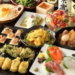 完全個室居酒屋 星夜の宴 - 【飲放付】お刺身三種盛と天婦羅の10品コース　5300→4000円