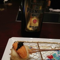 北新地　串かつ凡 - 子持ち昆布と塩水雲丹とキャビア