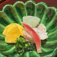 祇園 なん波 - 先付　茗荷　甘鯛　冬瓜　柿　ほうれん草