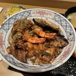 一心 金子 - かき揚げ天丼。